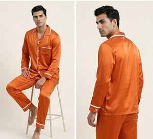 <b>Men's</b> Satin Sleepwear <b>Shirts</b> 100% Silk Nightwear <b>Shirt</b> <b>Mens</b> Long Sleeve <b>Night</b> Tops Button Up Satin Silk <b>Shirts</b> <b>Men</b> - Product Image 4