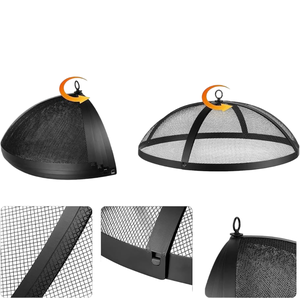 Black Iron <b>Fire</b> Pit Powder Coated With Spark Screen For Home Backyard Garden Indoor Outdoor Decorative Wood Burning <b>Fire</b> Pit - Product Image 3