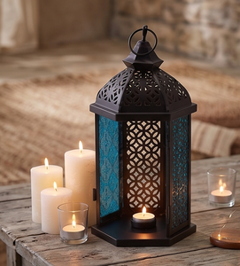 Farol de Mesa Marroquí con Diseño en Relieve, Metal Natural Hecho a Mano para Decoración del Hogar u Oficina, Personalización de Tamaño y Color - Product Image 2