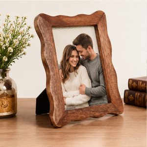 Handcrafted Scalloped Wooden Photo <b>Frame</b> Natural Wavy <b>Border</b> <b>Picture</b> <b>Frame</b> for Tabletop Display Home Decor Table <b>Picture</b> <b>Frames</b> - Product Image 2