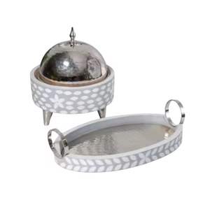 Casserole en acier inoxydable martelé avec couvercle, double poignée, récipient isotherme pour aliments, pot de service, vaisselle de table - Product Image 3