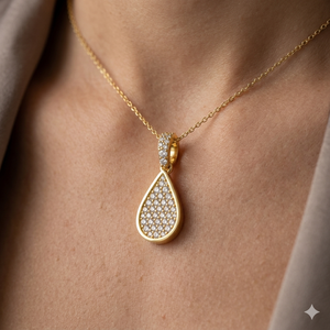 Pendentif goutte d'eau en diamant de laboratoire plaqué or véritable 10K, collier unisexe tendance personnalisé, bijoux minimalistes, idée cadeau - Product Image 2