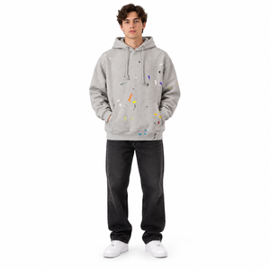 Sweat-shirt à capuche surdimensionné pour homme avec effet de peinture éclaboussée, streetwear - Product Image 6
