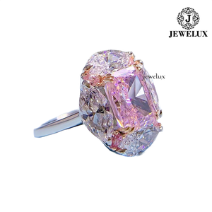 Jewelux Women's 18K Solid <b>Gold</b> Rose <b>Gold</b> Plated <b>Cocktail</b> <b>Ring</b> With Cushion Cut Morganite Prong Setting Luxury Fine Jewelry - Product Image 2
