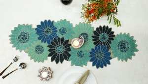 Camino de Mesa Decorativo Hecho a Mano con Cuentas, Camino de Mesa Rústico con Cuentas, Camino de Mesa Artesanal - Product Image 3