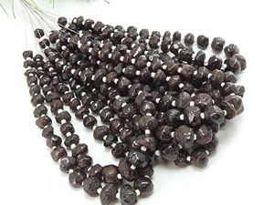 Perles rondes brutes en grenat rose naturel polies, brin de 8 pouces, 10-15 mm, pour la fabrication de bijoux, fournitures en gros - Product Image 3