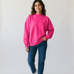 Proveedor Mayorista OEM ODM de Suéteres Oversize de Cuello Alto para Mujer, de Algodón y Felpa, con Puños Acanalados y Manga Larga - Product Image 1