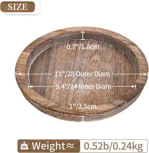 Rustic Wooden Serving Tray Round <b>Coffee</b> <b>Table</b> Decorative Candle Holder Base <b>Small</b> Wooden for Home Decor - Product Image 2