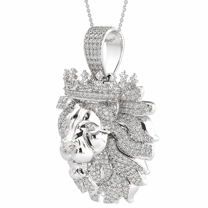 Collier Pendentif Couronne de Lion en Argent 925 avec Charme Moissanite Micro-Sertie, Coupe Ronde Brillante, Bijou Unisexe Idéal pour Cadeau - Product Image 3