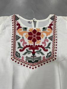 White Embroidered Straight <b>Kurta</b> with Palazzo Pants <b>Indian</b> Ethnic Set - Product Image 5