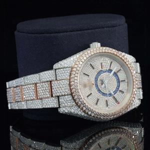 Montre mécanique en moissanite glacée avec cadran en verre, chronographe, bracelet en acier inoxydable, aiguilles analogiques, montre-bracelet de luxe personnalisée style hip-hop - Product Image 2