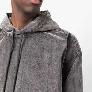 Sweat à capuche unisexe vintage déchiré et délavé à l'acide avec strass, coupe oversize, style streetwear, vente en gros - Product Image 4