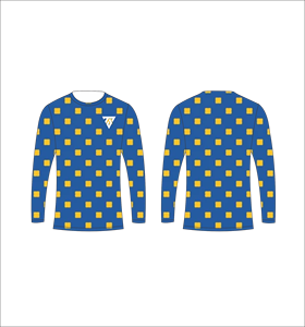 เสื้อยืดแขนยาวลายพรางสีน้ำเงินกรมท่าเหลืองสำหรับผู้ชาย ลายตารางเรขาคณิต คอกลม เสื้อยืดลำลอง สตรีทแวร์ เสื้อออกกำลังกาย - Product Image 1