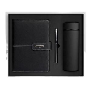 Ensemble cadeau de papeterie de luxe 2024 avec logo personnalisable, thermos, carnet, journal en cuir PU A5 avec bouteille d'eau et clé USB - Product Image 2