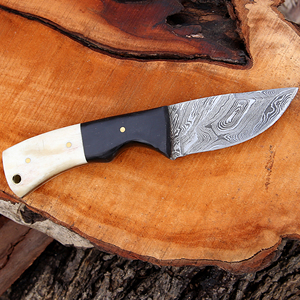 Cuchillo de Caza de Acero de Damasco de Grado Industrial Premium, Hoja Afilada para Desollar, Mango de Madera de Cambio Rápido, Personalizable, OBM Drop - Product Image 3