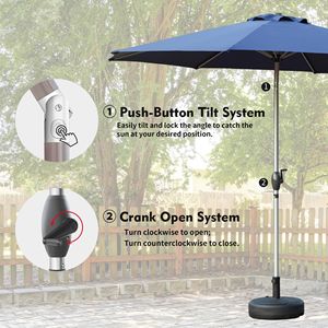 Ombrellone da Patio 10FT con Manovella e Pulsante di Inclinazione, Protezione UV, Impermeabile, per Esterni, con Base - Product Image 4