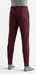 Pantalon de jogging décontracté pour homme en coton bordeaux, taille élastique avec cordon de serrage, poches latérales, tricoté mi-lourd, idéal pour l'automne - Product Image 2