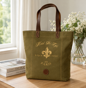 Waxed Canvas Shoulder <b>Bag</b> Leather Handle <b>Tote</b> Water Resistant Portable Handbag for Daily Commuting Vintage Style Canvas <b>Tote</b> <b>Bag</b> - Product Image 4