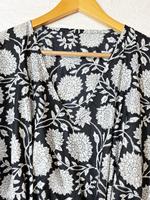 Robe Kaftan en Coton Floral Noir et Blanc pour Femme, Style Bohème, Maxi, Ample, pour la Plage et les Vacances d'Été, Grande Taille, Cache-maillot