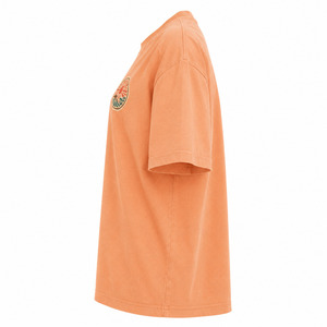 T-shirt col rond orange pour femme, motif vague solaire, coupe ample, décontracté, manches courtes, 100 % coton jersey respirant 240 GSM, printemps - Product Image 4