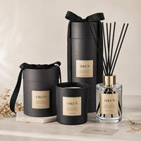 AIKUN - Juego de Velas Aromáticas y Difusores de Aroma en Cilindro Premium con Varillas de Fibra Negra, OEM ODM
