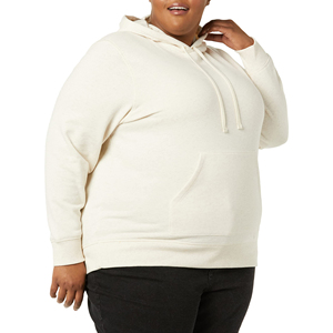 Sudadera con Capucha Blanca para Mujer, Color Sólido, Manga Larga, Tejido de Algodón Transpirable, para Otoño, con Bolsillos - Product Image 3