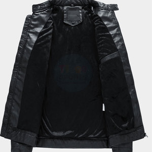 Veste en cuir pour homme, design personnalisé, couleur unie, respirante, écologique, streetwear, logo sur le devant, vente chaude, prix raisonnable - Product Image 3