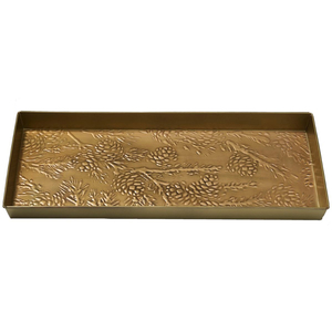 ถาดรองรองเท้าไม้สีน้ำตาลเข้มสไตล์วินเทจ พร้อมลายหนังงูเทียมและหูจับทองเหลือง สำหรับป้องกันโคลนในบริเวณทางเข้าบ้าน - Product Image 5