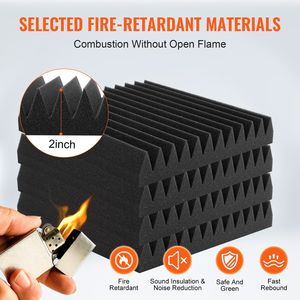 Paneles Acústicos de Espuma de Alta Densidad, Paquete de 50, 12 x 12 x 2 Pulgadas, Paneles de Pared Insonorizantes con Resistencia al Fuego y Amortiguación de Sonido - Product Image 3