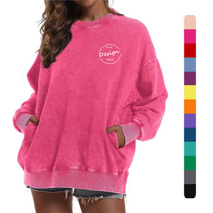 Sweat-shirt léger pour femme, style streetwear, avec logo personnalisé, prix de gros, design unique, effet délavé à l'acide - Product Image 1