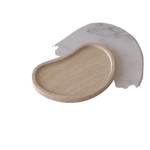Bandeja de Mármol Travertino con Forma de Luna Única, Bandeja Decorativa de Piedra de Lujo, Organizador para Mesa de Centro, Decoración Moderna para el Hogar, Tendencia Nueva - Product Image 1