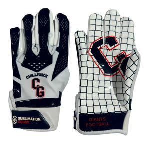Chilliwack Custom Logo Color High Performance American Football Receiver <b>Gloves</b> Strong <b>Grip</b> Hook Loop Closure Polyester/Cotton - Product Image 1