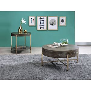 Light <b>Brown</b> and Champagne 1-Drawer Coffee <b>Table</b> - Product Image 6