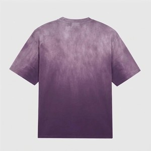 Camiseta Unisex Degradado Morado Lavado, Algodón Suave, Corte Regular, Estilo Casual, con Logotipo Personalizado, Suministro al por Mayor - Product Image 5