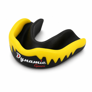 Protège-dents double couche Dynamic Gears noir et jaune en silicone, équipement de protection pour la boxe, unisexe adulte, léger, prix de gros - Product Image 6
