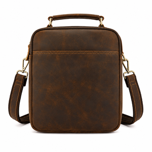 Sac messager en cuir véritable Buff Crunch pour homme, sac à bandoulière multi-compartiments, sac de travail, couleur beige - Product Image 3