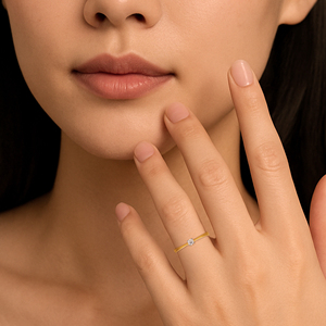 Minimalist 14K Gold Diamond <b>Ring</b> for Women Simple Solitaire Engagement Promise <b>Ring</b> - Product Image 2
