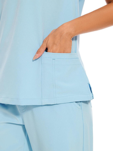 Customized Hospital <b>Nurse</b> <b>Scrubs</b> Set 2 Piece Medical Uniform with Stand Collar Short Sleeve Breathable Nursing <b>Scrub</b> Suits - Product Image 5