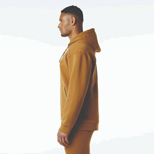 Survêtement à capuche pour homme, couleur moutarde, manches longues, décontracté, pour l'automne, avec poches latérales, coupe classique, couleur unie, coton et élasthanne - Product Image 4