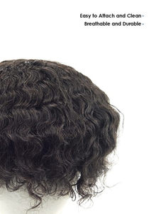 BM Hair BM-10 Indian Remy Human Hair Natural Wave Super Thin Skin Toupee Lace PU Base 120% Density Bleached Knot V-Loop for Men - Product Image 2