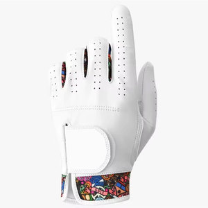 Gants de golf unisexes en cuir véritable avec logo personnalisé, respirants, à adhérence souple, à doigts complets, antidérapants, avec fermeture auto-agrippante, professionnels - Product Image 3