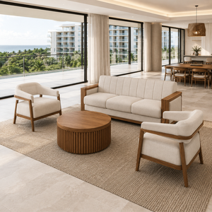 Juego de Sofás Modernos de Madera de Teca Sólida para Sala de Estar, Muebles de Lujo para Apartamentos, Hoteles y Villas, Fabricante de Muebles para Salón - Product Image 5