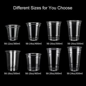 Vasos Desechables de Plástico Transparente para Bebidas Frías, Té de Burbujas, Jugo, con Tapa de 98 mm y 16 oz, con Logotipo Personalizado, para Regalos Promocionales - Product Image 3