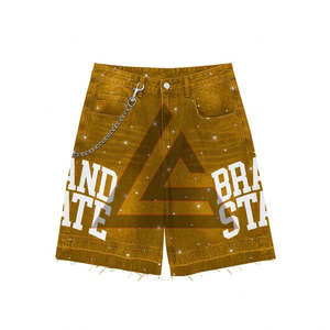 <b>Top</b> Trending Vintage Mens Loose Cotton Solid Color Summer Breathable Side Stripe Sweat Short Set Front Rhinestone Custom Design - Product Image 3