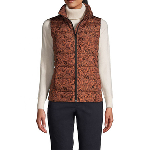Chaleco Acolchado con Estampado de Leopardo para Mujer, Cuello Alto, Cierre de Cremallera, Resistente al Viento, Ropa Exterior Informal, Material de Poliéster - Product Image 3