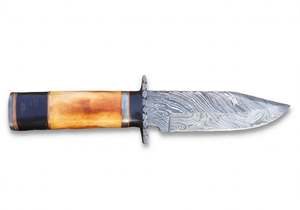 Couteau utilitaire à lame fixe en acier Damas forgé à la main, personnalisé OEM, avec manche en os et en corne pour le bricolage - Product Image 2