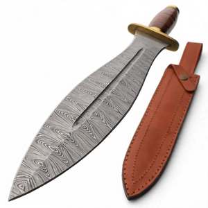 Ouvre-lettre de bureau artisanal en acier Damas avec manche en cuir empilé, outil de papeterie - Product Image 3