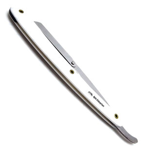 White Straight <b>Edge</b> Barber Razor Folding Shaving Knife Sharp Blade Clean Shaves Grooming <b>Tool</b> for Smooth Shaves Professional - Product Image 1