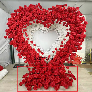 Decoración de boda de lujo Arco Arreglo floral Cásate conmigo Telón de fondo Amor rojo Soporte en forma de corazón Arco Rosa Flor para propuesta - Product Image 5