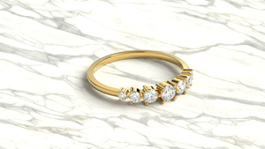 18K Gold Seven Graduated Round Brilliant Cut Diamond <b>Ring</b> Half Eternity Band <b>Stacking</b> Wedding <b>Ring</b> Fine Jewelry for Women - Product Image 3
